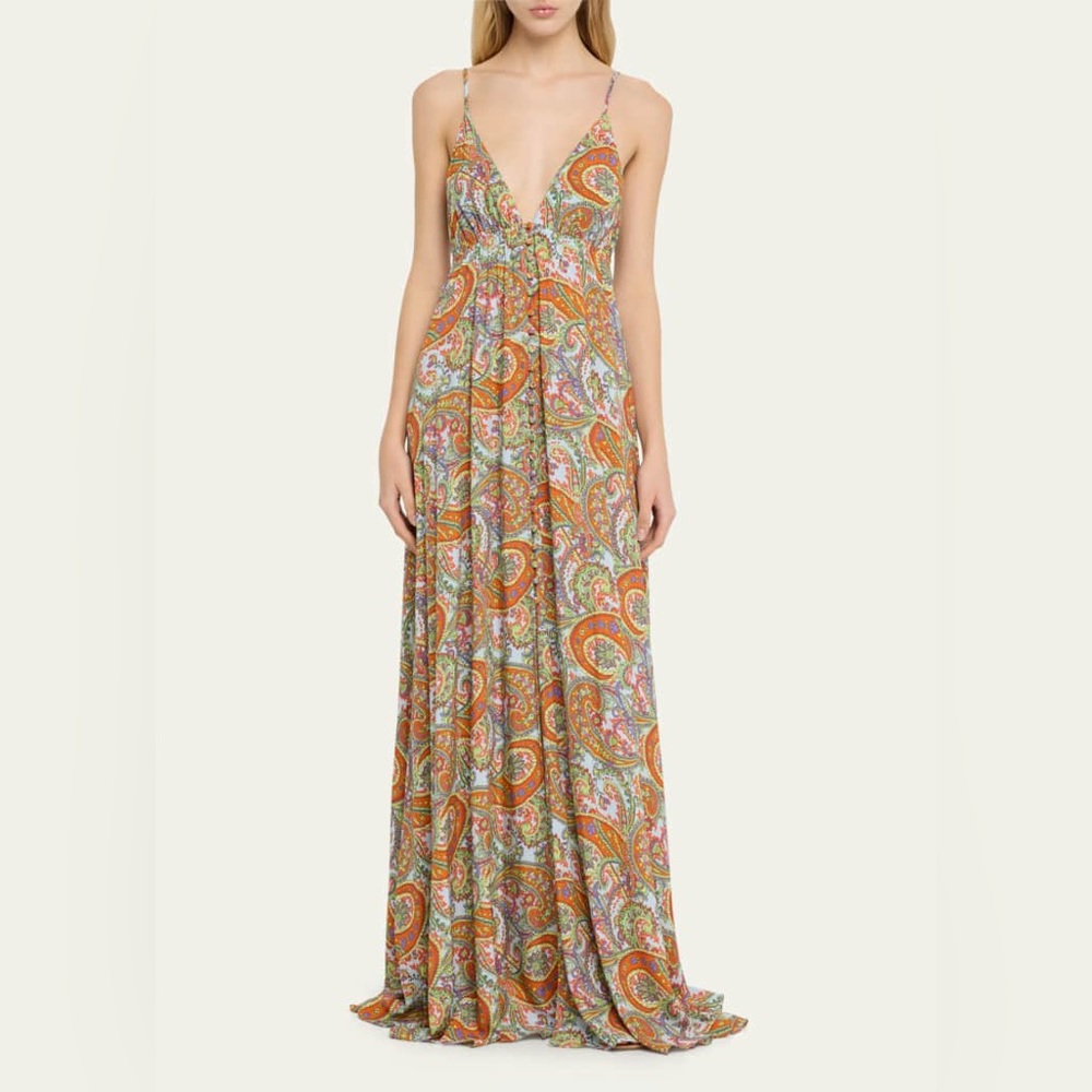 L’agence Stefani Paisley-Print Maxi Dress